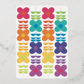 Leuke Retro Regenboog Bloem Verjaardagsfeest Folie Uitnodiging (Achterkant)