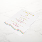 Leuke Retro Regenboog Bloem Verjaardagsfeest Folie Uitnodiging (Gedraaid)