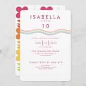 Leuke retro regenboog bloemen verjaardag kaart (Voorkant / Achterkant)