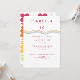 Leuke retro regenboog bloemen verjaardag kaart