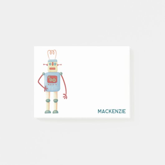 Leuke retro robot gepersonaliseerd post-it® notes (Voorkant)