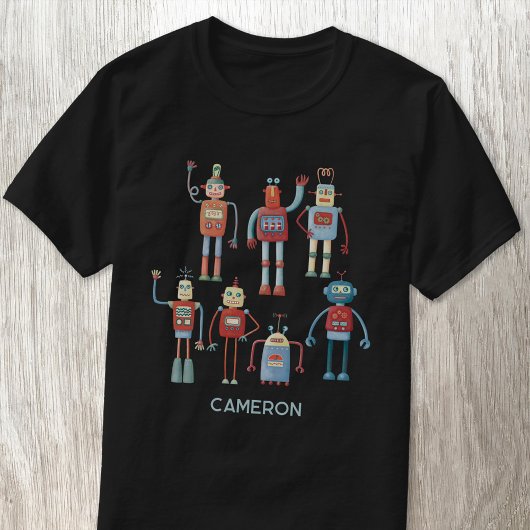 Leuke retro robot gepersonaliseerd t-shirt