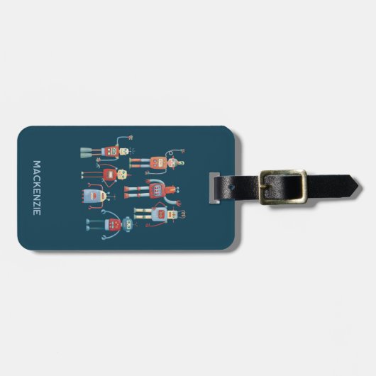 Leuke retro robot jaren 1950 stijl bagagelabel (Voorkant horizontaal)