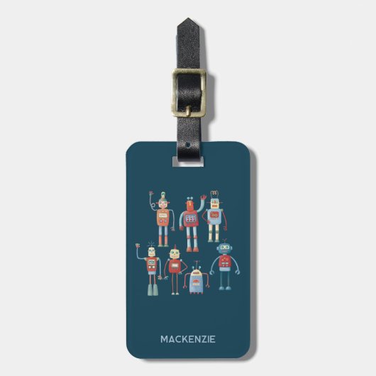 Leuke retro robot jaren 1950 stijl bagagelabel (Voorkant verticaal)