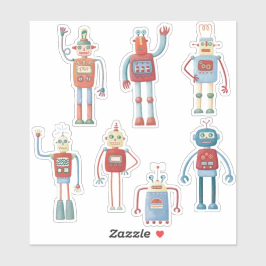 Leuke retro robots sticker (Vel)