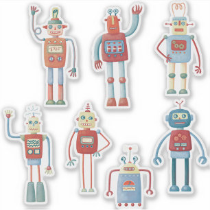 Leuke retro robots sticker