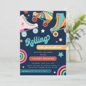 Leuke Retro 'Rollen naar Ouderschap' Baby Shower Kaart (Staand voorkant)