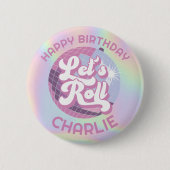 Leuke Retro Rolschaatsen Meisjes Verjaardagsgunste Ronde Button 5,7 Cm (Voorkant)