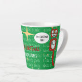 Leuke Retro Rood Groen Custom Christmas Cat Latte Mok (Rechterhoek)