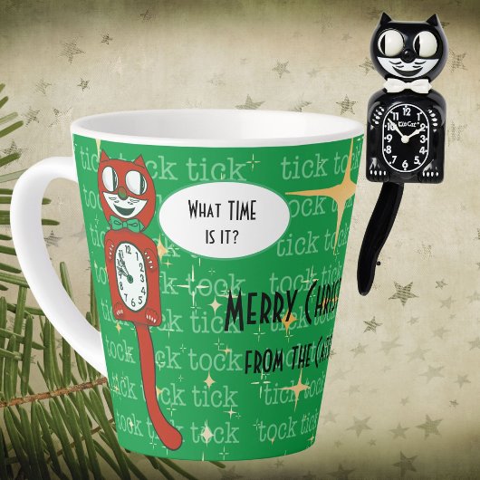 Leuke Retro Rood Groen Custom Christmas Cat Latte Mok