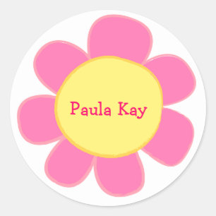 Leuke retro roze bloem sticker