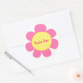 Leuke retro roze bloem sticker (Envelop)