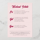 Leuke Retro Roze Palmbomen Bachelorette Weekend Folie Uitnodiging (Achterkant)