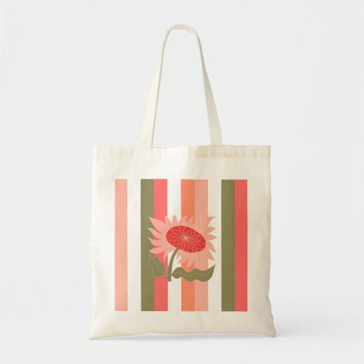 Leuke Retro Roze SunFlower Power Gestreept Tote Bag (Voorkant)