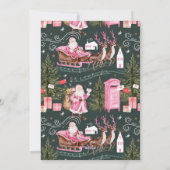 Leuke Retro Santa Wavy Roze Lint Foto Kerst Feestdagenkaart (Achterkant)