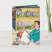 leuke retro schoonmaakster voegt gevoel toe notitiekaartje (Voorkant)