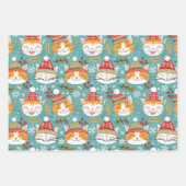 Leuke Retro Sinaasappel Cats Kerst Inpakpapier Vel (Voorkant 2)