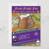 Leuke Retro Skeleton & Zombie Cheers Halloween Par Kaart (Voorkant)