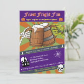 Leuke Retro Skeleton & Zombie Cheers Halloween Par Kaart (Staand voorkant)