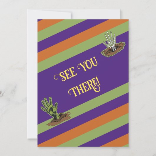 Leuke Retro Skeleton & Zombie Cheers Halloween Par Kaart (Achterkant)