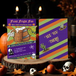 Leuke Retro Skeleton & Zombie Cheers Halloween Par Kaart
