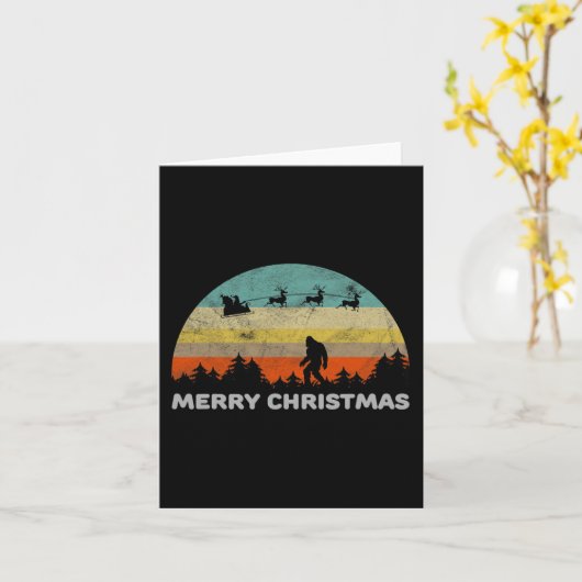 Leuke retro stijl grote voet vrolijke kerst yeti kaart (Gele Bloem)