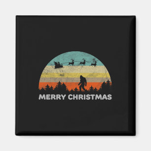 Leuke retro stijl grote voet vrolijke kerst yeti magneet