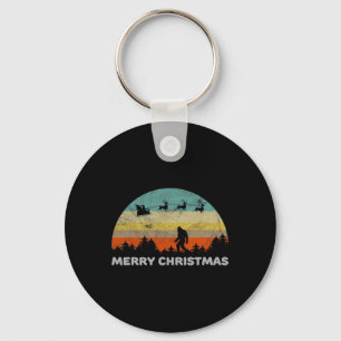 Leuke retro stijl grote voet vrolijke kerst yeti sleutelhanger