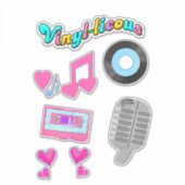 Leuke Retro Stijl Muziek Cartoon Leuk Ontwerp Set Sticker (Voorkant)