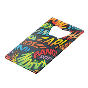 Leuke Retro Strip Pop Art Geluiden Creditkaart Flessenopener
