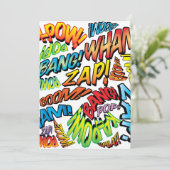 Leuke Retro Strip Pop Art Geluiden Kaart (Staand voorkant)