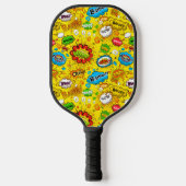 Leuke Retro Strip Praatwolkjes Naadloos Patroon Pickleball Paddle (Voorkant)