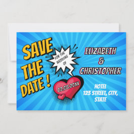 Leuke retro stripboek bruiloft save the date kaart