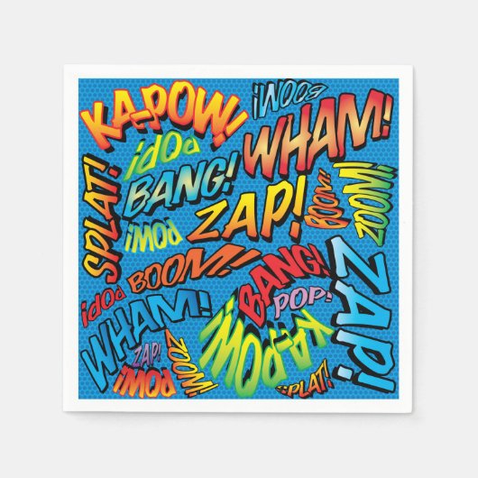 Leuke Retro Stripboek Geluiden Servet (Voorkant)