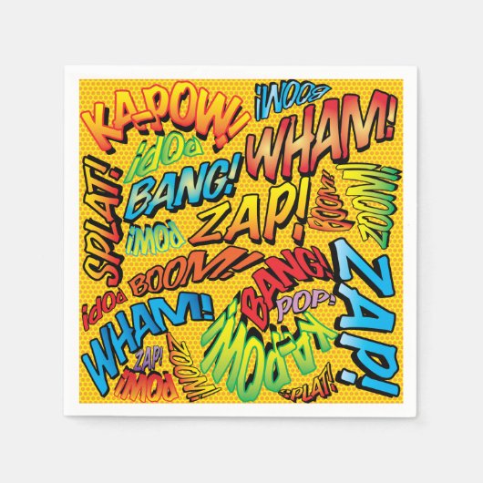 Leuke Retro Stripboek Geluiden Servet (Voorkant)