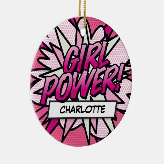 Leuke Retro Stripboek MEISJESKRACHT Keramisch Ornament (Rechts)