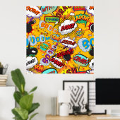 Leuke Retro Stripboek Pop Art Explosies Poster (Thuiskantoor)