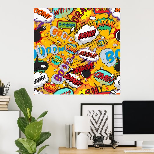 Leuke Retro Stripboek Pop Art Explosies Poster (Thuiskantoor)