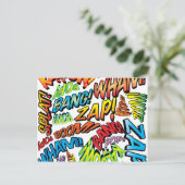 Leuke Retro Stripboek Pop Art Geluiden Aankondigingskaart (Staand voorkant)