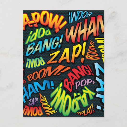 Leuke Retro Stripboek Pop Art Geluiden Briefkaart (Voorkant)