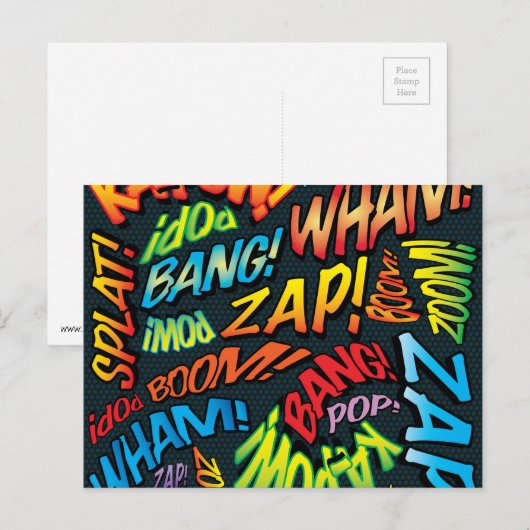 Leuke Retro Stripboek Pop Art Geluiden Briefkaart (Voorkant / Achterkant)