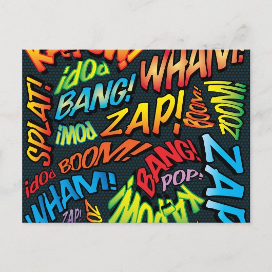 Leuke Retro Stripboek Pop Art Geluiden Briefkaart (Voorkant)