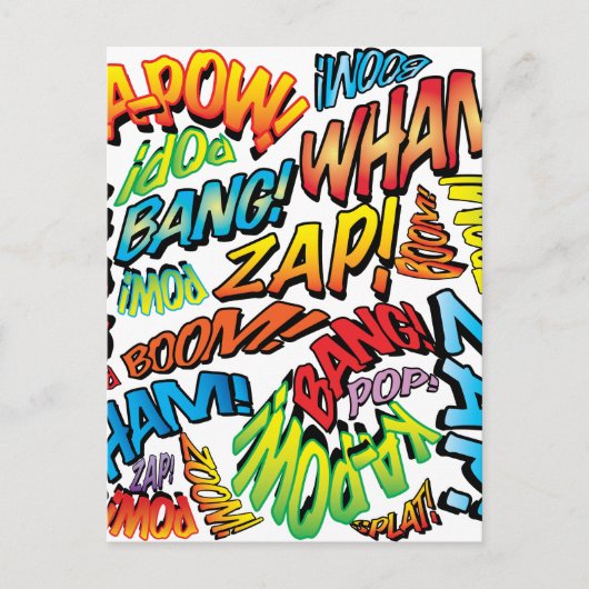 Leuke Retro Stripboek Pop Art Geluiden Briefkaart (Voorkant)