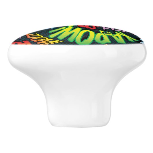 Leuke Retro Stripboek Pop Art Geluiden Keramische Knop (Zijkant)