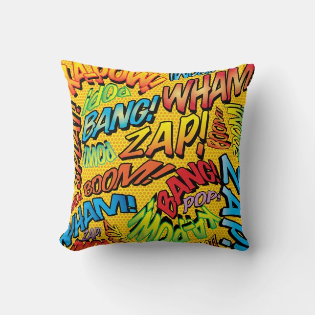 Leuke Retro Stripboek Pop Art Geluiden Kussen (Voorkant)