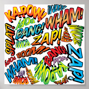 Leuke Retro Stripboek Pop Art Geluiden Poster
