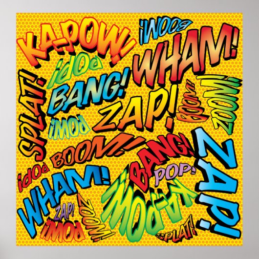 Leuke Retro Stripboek Pop Art Geluiden Poster (Voorkant)
