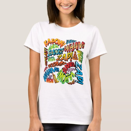 Leuke Retro Stripboek Pop Art Geluiden T-shirt (Voorkant)