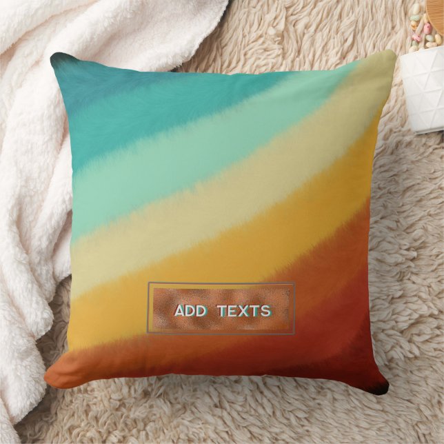 Leuke Retro Stripes Kleurrijke Fuzzy Faux Fur Cust Kussen (Deken)