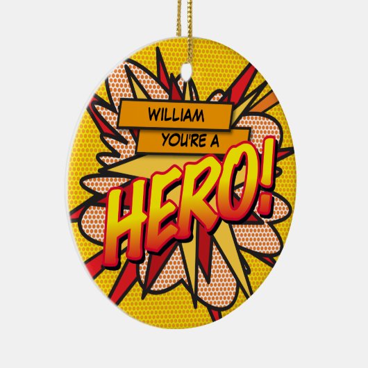 Leuke Retro Stripheld Foto Keramisch Ornament (Rechts)